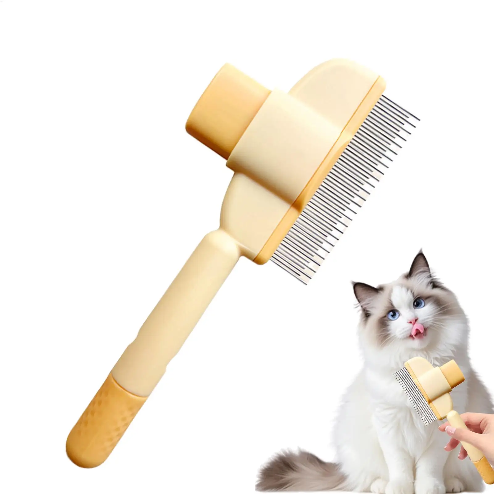 Pet Hair Removal Comb with Release Button Deshedding Undercoat Comb Pet Hair Grooming Brush for Long and Short Haired Dogs Cats