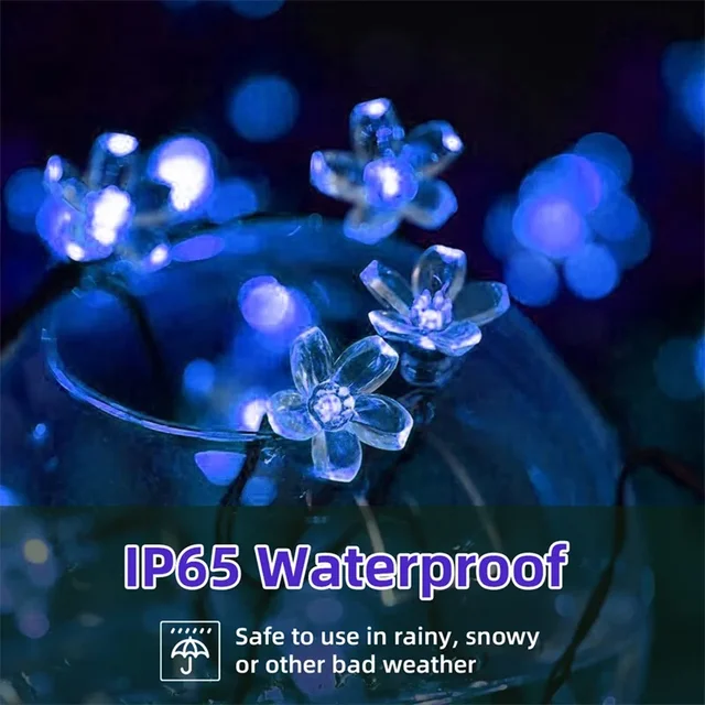 Solar Garden Light Flower Outdoor Solar  String Lights Waterproof Fairy Simulation Floral Garlands Lamp Christmas Decoration 4