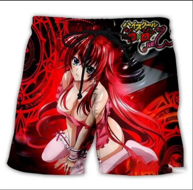 New Men/Women High School DxD Rias Gremory 3D Printed Casual Shorts Fashion Streetwear Men Loose Sporting Shorts A02