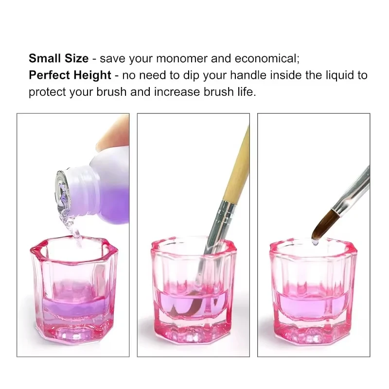 2件 nail acrylic liquid Dappen Dish Cups for Nail Art Pinkish/Blue Glass Monomer Liquid Bowl