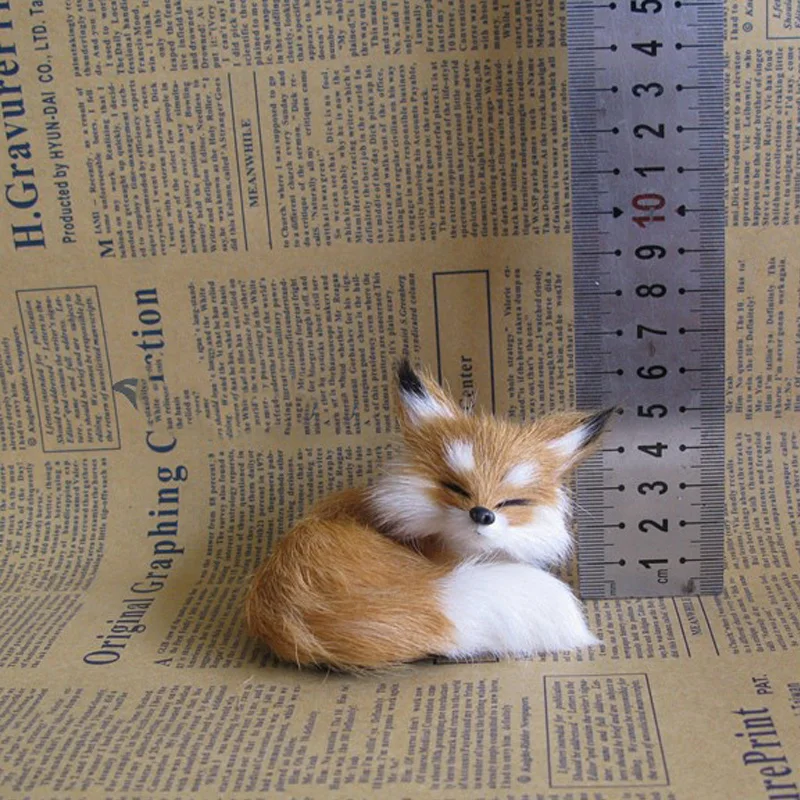 1PC Simulation Fox Ornament Mini Squatting Fox Model Plush Animal Figurine Doll Toy Home Decoration Craft Christmas Party Gift 4