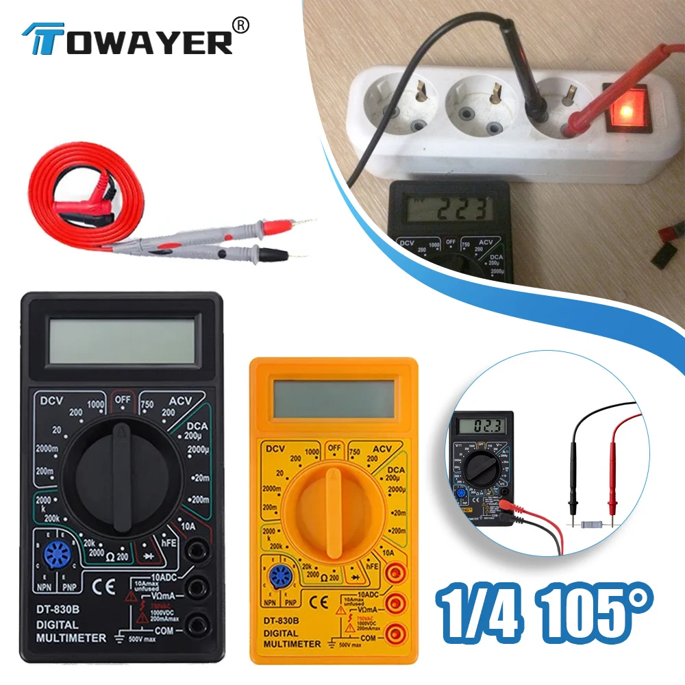 Towayer Lcd Multimetro Digitale Ac/Dc 750/1000V Mini Sonda Multimetro Portatile Digitale Per Voltmetro Amperometro Ohm Tester Meter