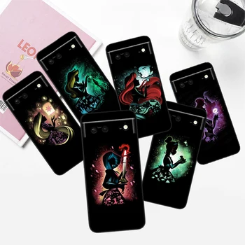 Cool Cartoon Princess For Google Pixel 8 7A 7 6A 6 5A 5 4 4A XL 5G Black Silicon Shockproof Shell Phone Case