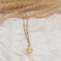 Collier Fleur De Lis en acier inoxydable, fleur, lys, Saint Nicolas, pendentif Lotus, collier De royauté française catholique, bijoux pour femmes 4