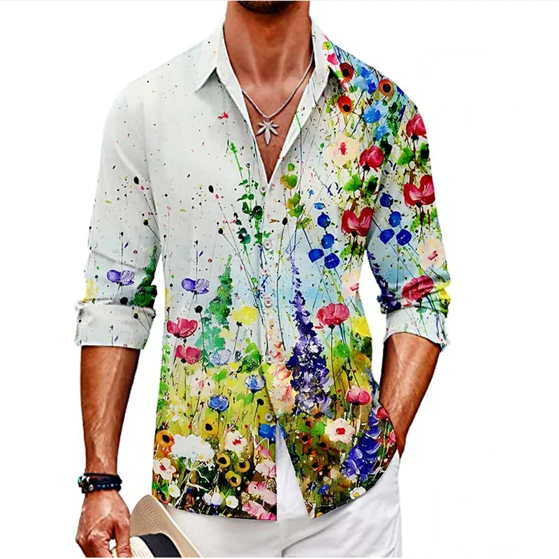 Men's Tops Shirt Casual Fashion Trend Floral HD Pattern High Quality Soft Comfortable Fabric 2023 Designer Design Lapel Shirt