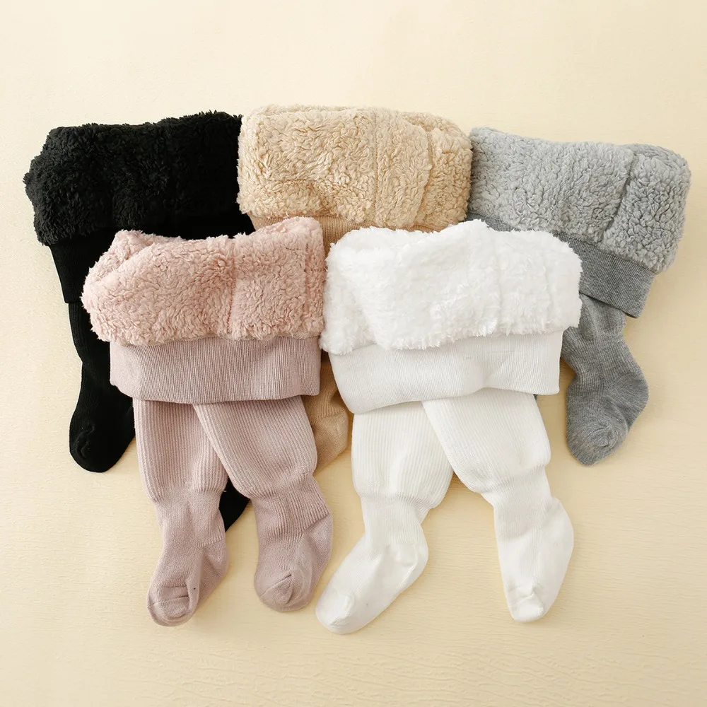 Kids Pantyhose Toddler Tights Kids Leggings Winter Infant Baby Girls Polar Fleece Lining Stripes Leggings Plus Thick Warmth Cotton Tights Toddler Kids Keep Warm Pantyhose