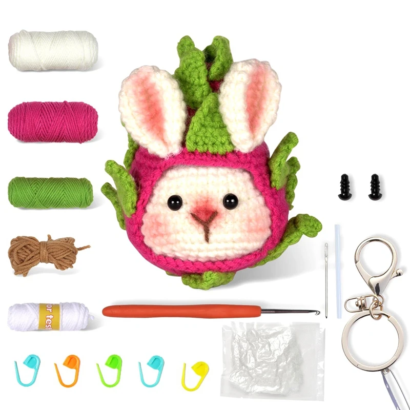 

Fruit Rabbit Crochet Kit For Beginners With Step-By-Step Video Tutorials Crochet Animal Kit For Kid And Adults Easy Install