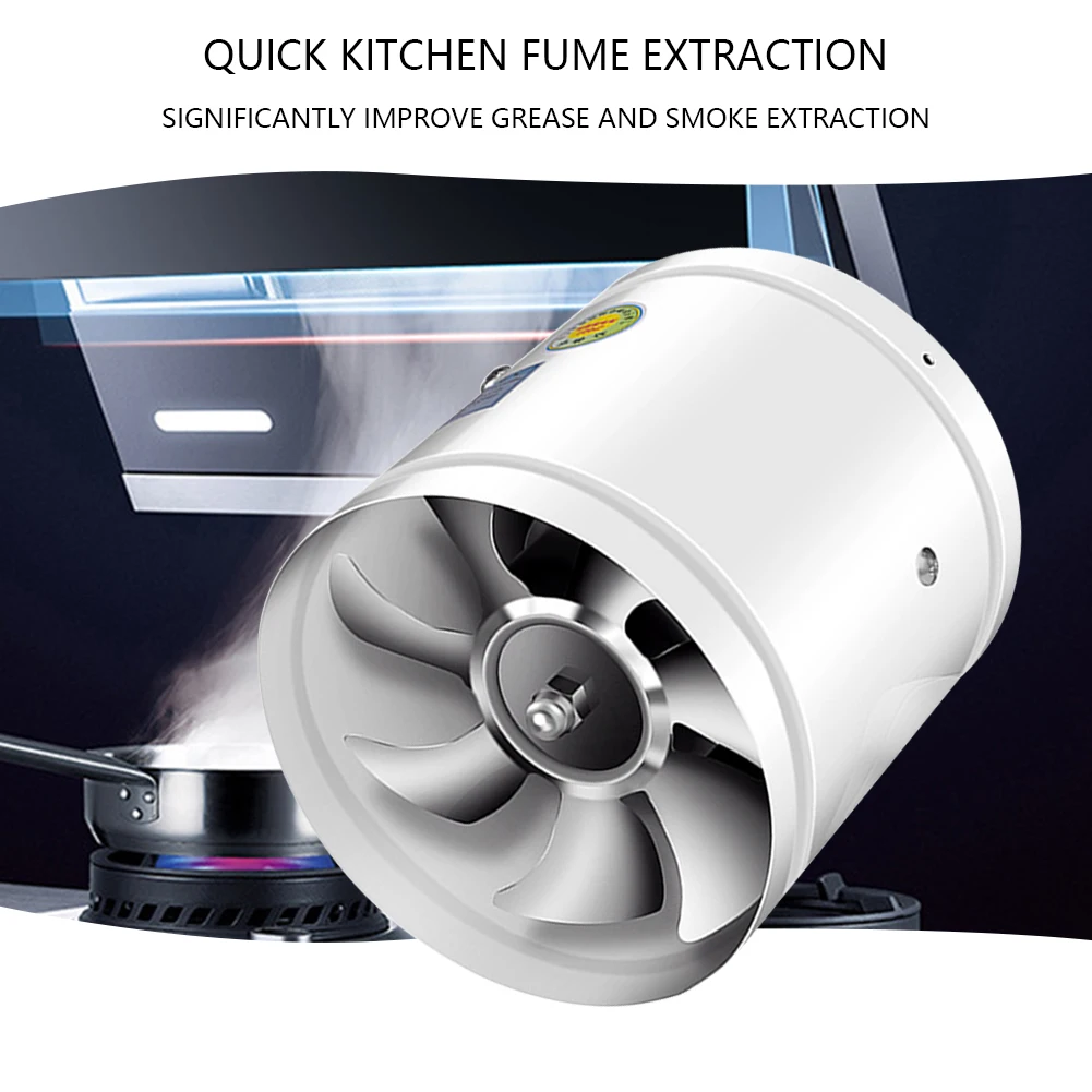 4/6/7/8 Inch Exhaust Fan Metal Pipe Exhaust Intake Fans 220V Powerful Ventilation for Restaurants Kitchens Supermarkets and More