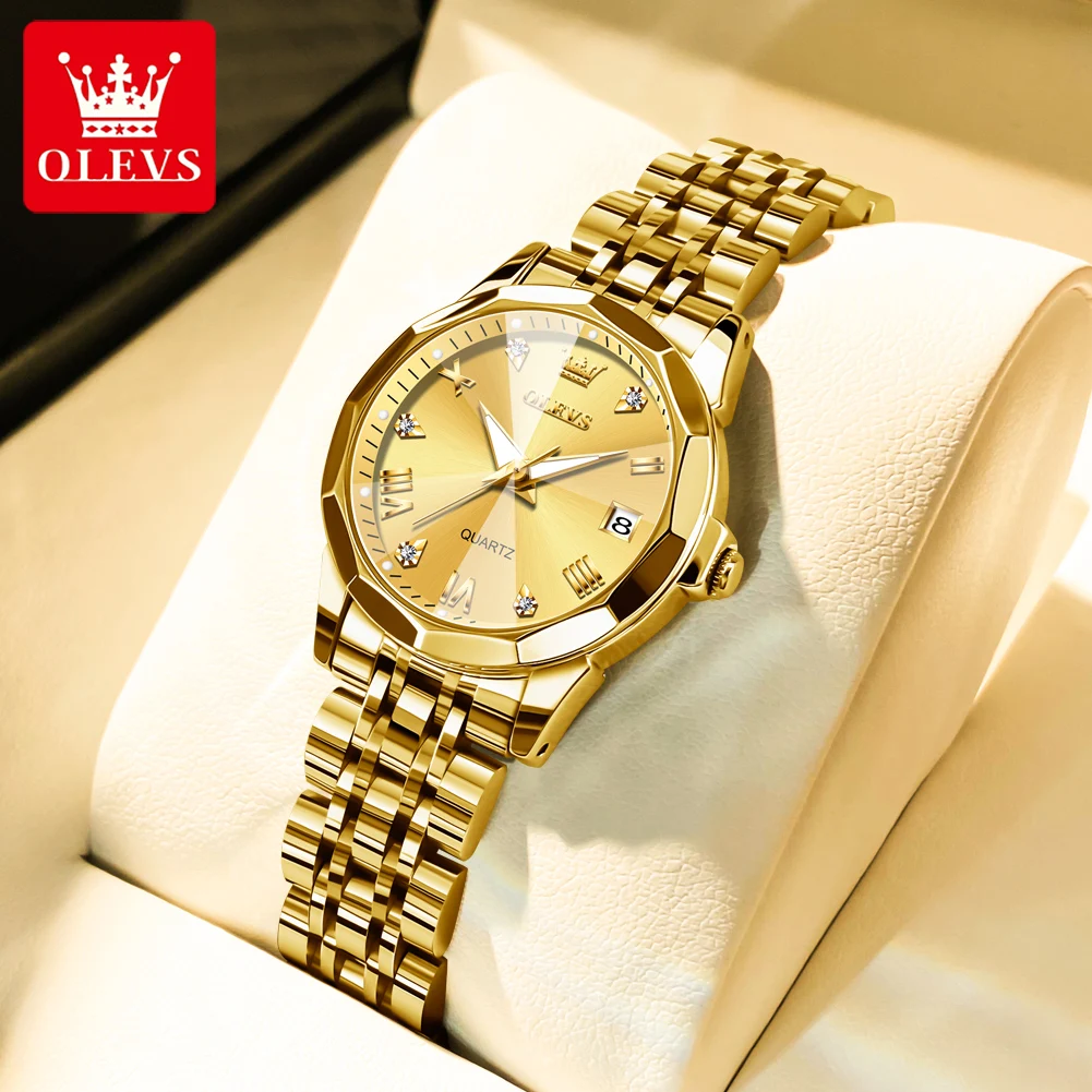 OLEVS 9931 Women's Watch Waterproof Luxury Diamond Quartz Watch For Women Roman Scale Calendar Luminous Elegant Woman Wristwatch