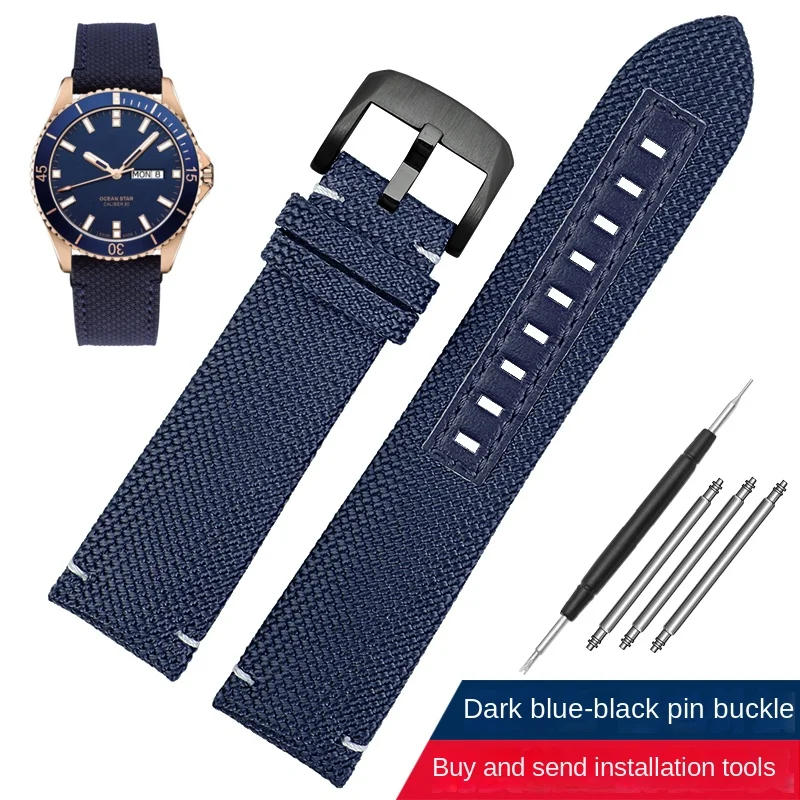 Premium Nylon Men's Watchband - Canvas Leather Strap 22mm