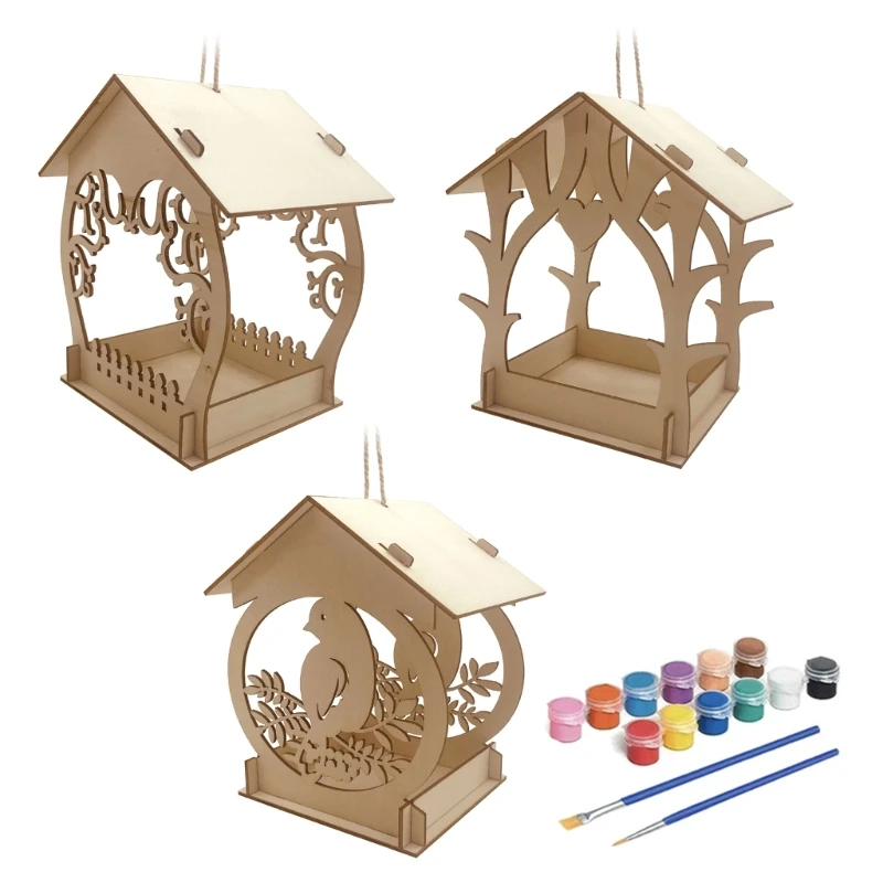 

Parrot Feeder Outdoor Feeding Birdhouse Shape DIY Toy for Kid Build and Paint