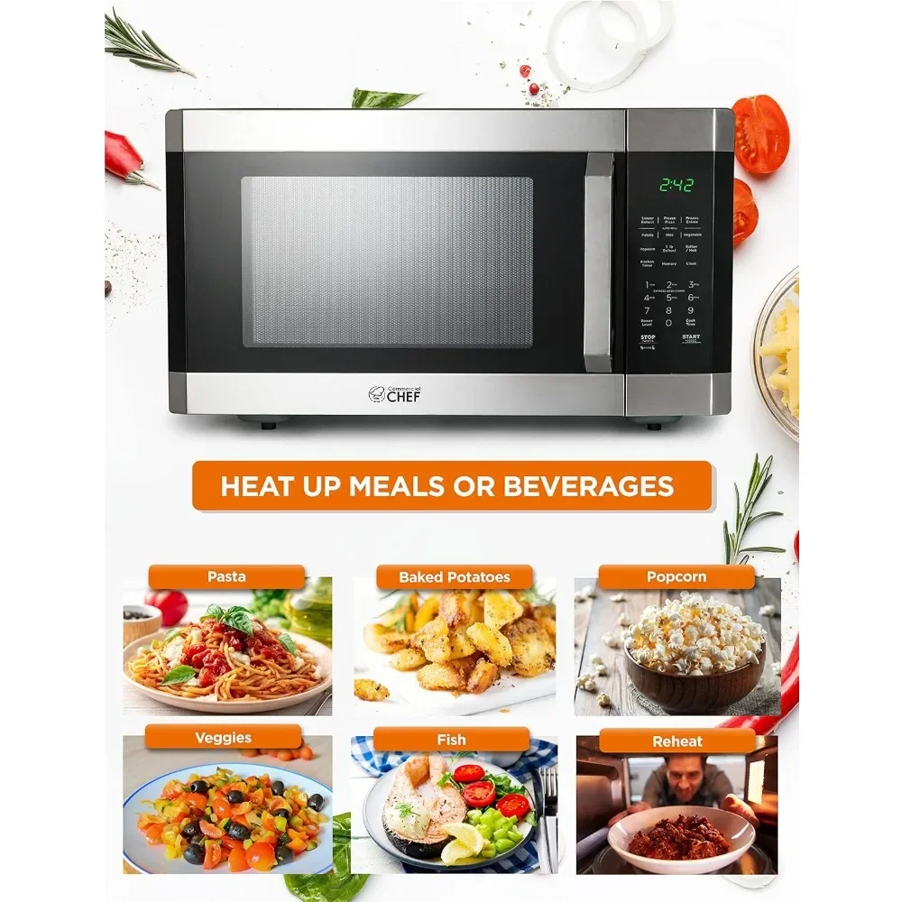 icrowave with 10 Power Levels, Small Microwave with Pull Handle Child Safety Lock, 1100 Watt Mic 2