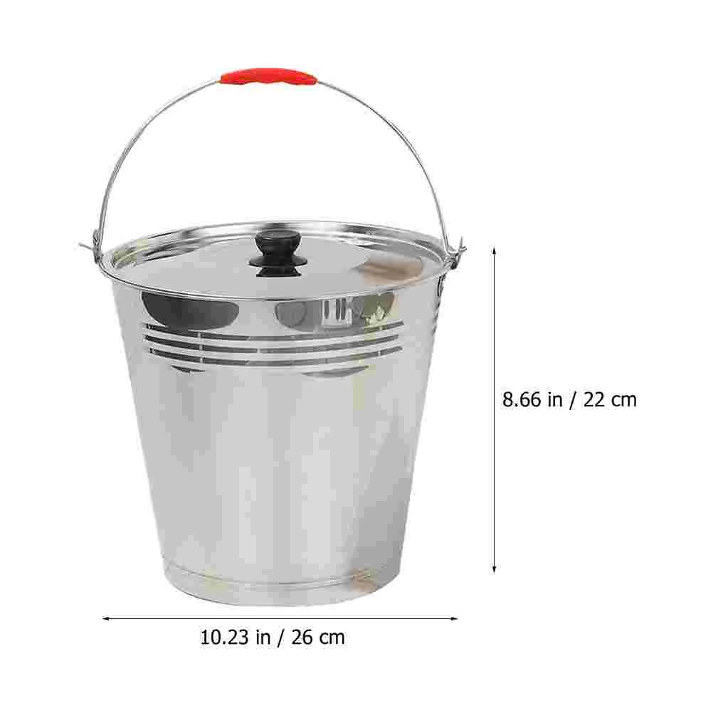 Portable Stainless Steel Bucket Lid Multipurpose Milk Container Water Cooler Metal Pail Storage Can Kitchen Tool