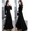 Spring Autumn Winter Gold Velvet Long Sleeve Slimming Dress Elegant Women's Clothing plus Size Fashionable Female Gown