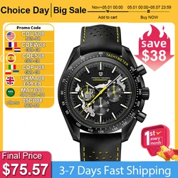 PAGANI DESIGN 2024 New Moon Dark Men's Watches Luxury Quartz Watch Men Skeleton Sport Chronograph AR Sapphire glass Wrist Watch
