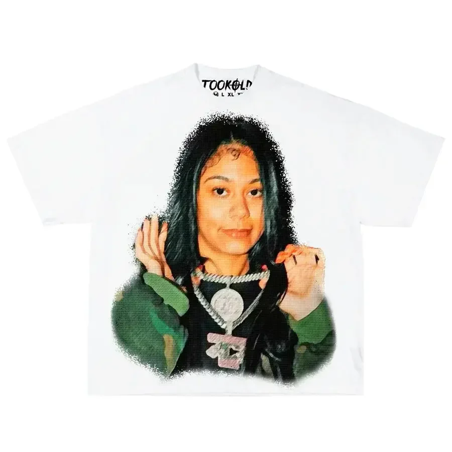thumbnail image 1 of Camisetas de estilo hip hop con estampado de retrato de cabeza grande de moda Harajuku para mujer, camisetas de manga corta de gran tamaño con diseño INS Sense, camisetas estilo callejero americano Y2, 1 of 5