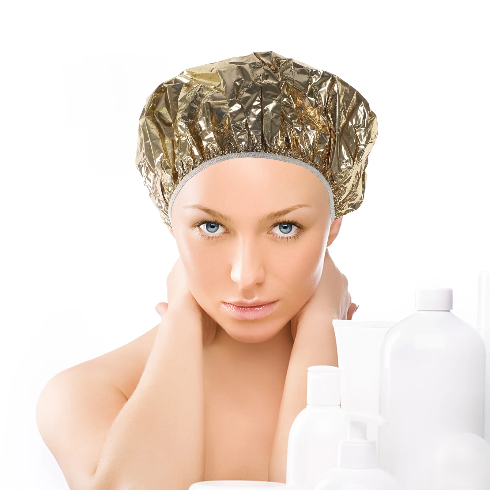 

4 Pcs Aluminum Foil Cap Salon Hair Processing Hat Tiara Steam Spa Microwavable Heat Tin Miss Dye