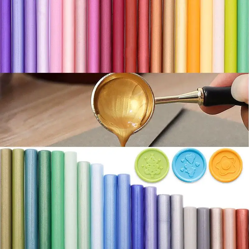 10 Barras De Cera Para Sellar - Kit Manualidades (10cm, Azul Oscuro)