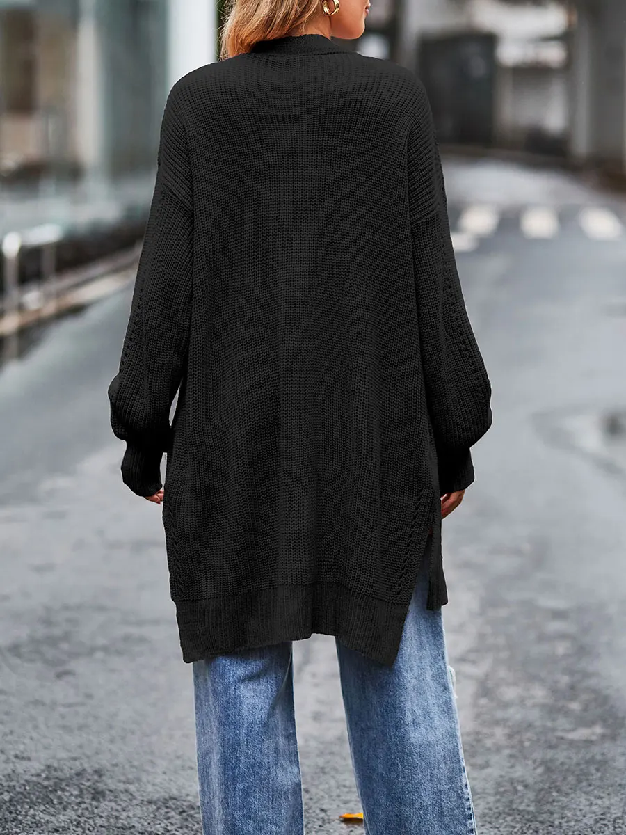 

Women s Sweater Open Front Long Sleeve Solid Color Knitted Casual Basic Drape Cardigan Knitwear with Pocket Fall Winter