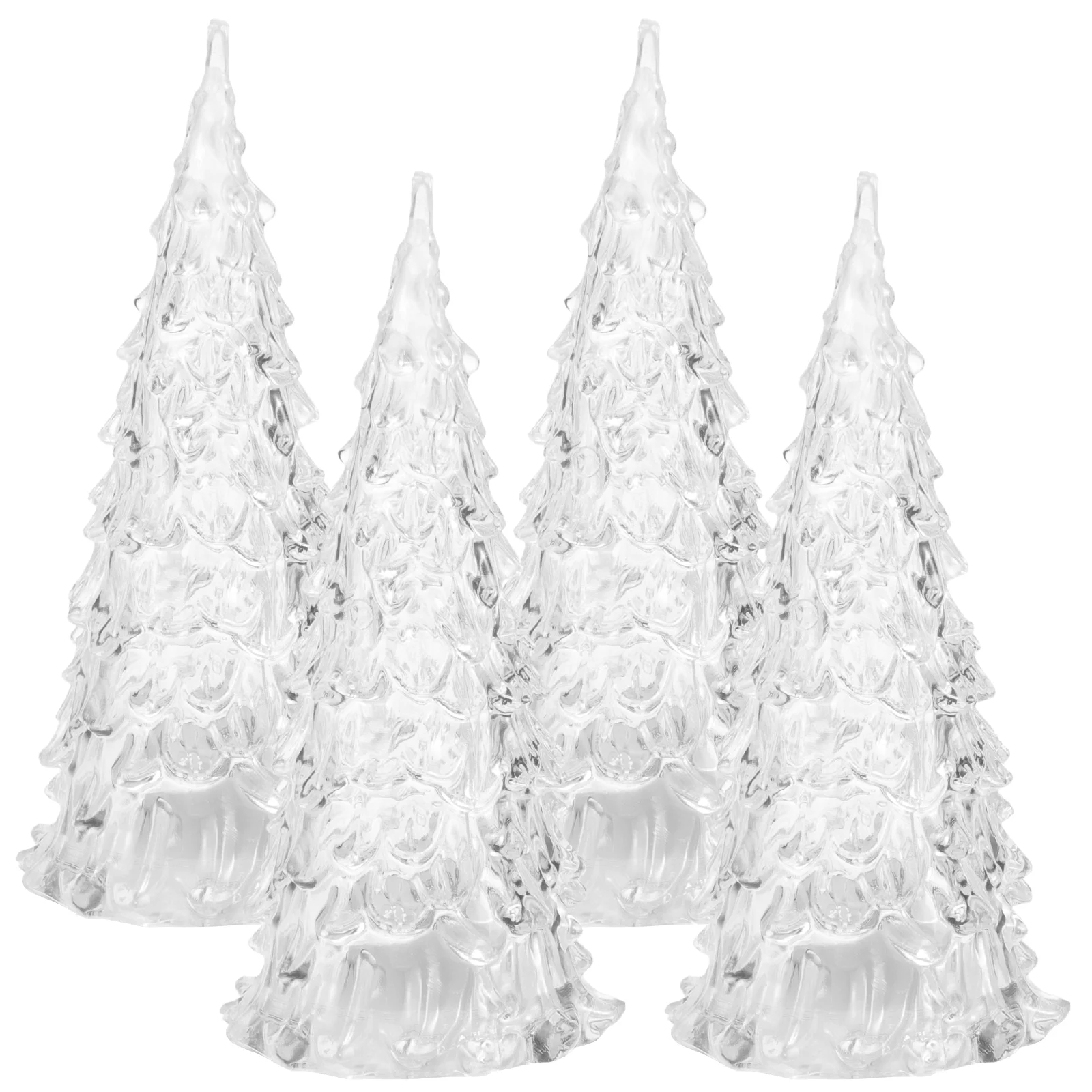 

4 Pcs Novelty Novelty Tree Outdoor Decor Glowing Christmas Tree Ornament Tabletop Small Desktop White Xmas Party Tiny