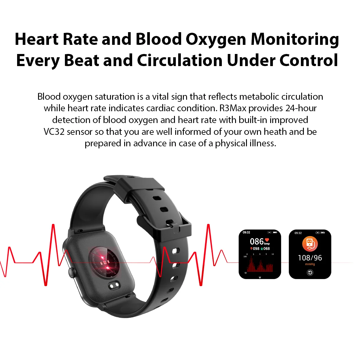 ۷ι  Blackview R3 Max Ʈ ġ 1.69 ġ ũ SpO2 ü ƮϽ ƮĿ   Smartwatch