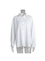 Bornladies 100% coton printemps été polyvalent paresseux chemise décontractée femmes à la mode couleur unie chemise ample Cardigan chemise 6