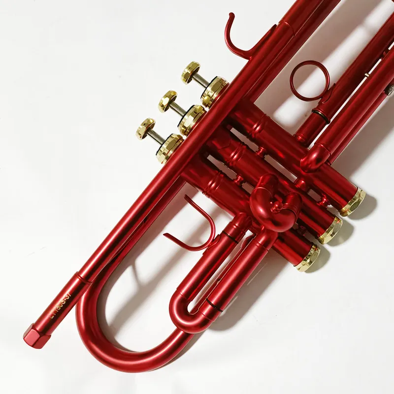 Hot Sell LT180-37 Bb Small Trumpet Matte red Key Professional Music Instruments with case