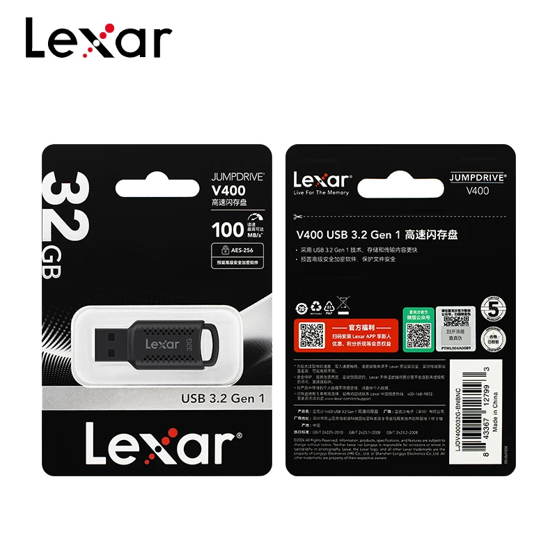 Lexar USB3.2 V400 Flash Pen Drive 32GB 64GB 128GB Up to 100Mb/s Memory Stick for Computer Original U Disk Pendrive usb flash drive flash drive