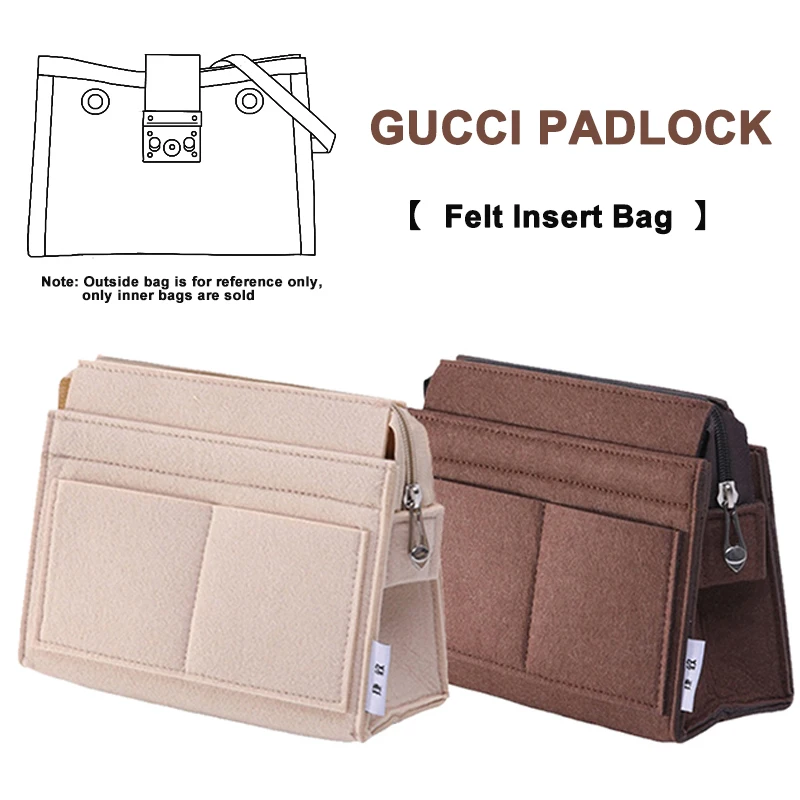 

EverToner Fits For GG Padlock Felt Cloth Insert Bag Organizer Makeup Handbag Organizer Travel Inner Portable Cosmetic Bag