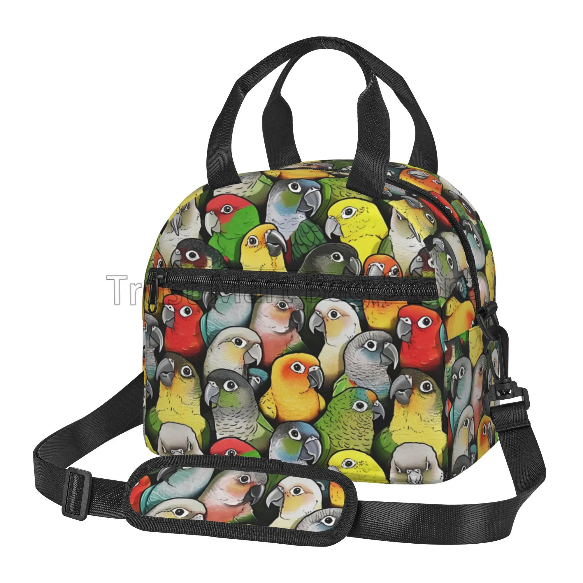 

Cute Parrots Insulated Lunch Bag for Women Kids Reusable Portable Cooler Thermal Bento Tote Bags with Adjustable Shoulder Strap