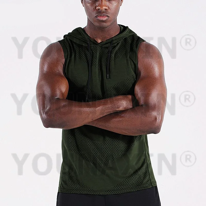 Men Sports Hooded Vest Quick-drying Sleeveless Top Basketball Running Marathon Fitness Sportswear Quick-Drying L XL 2XL 3XL 4XL 5