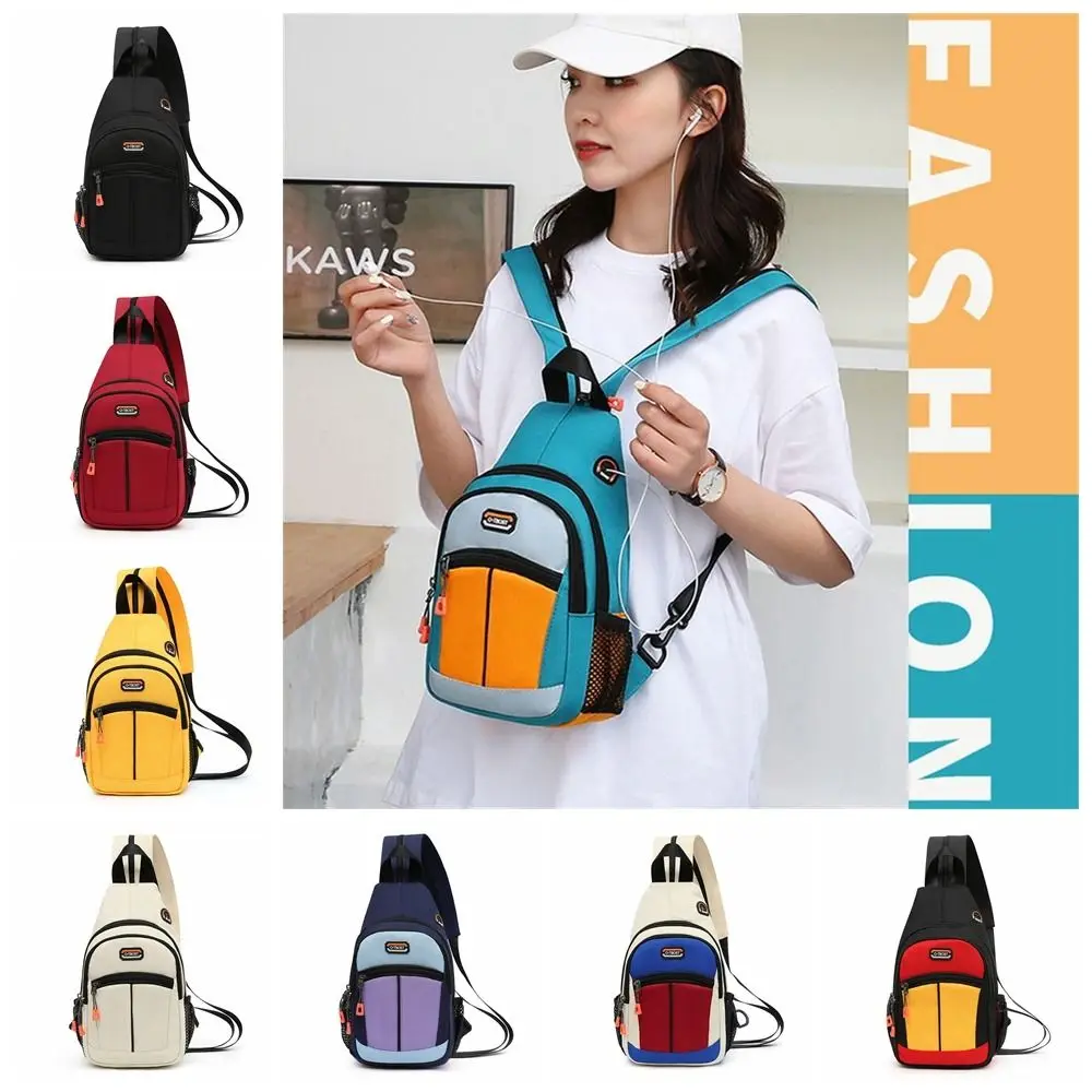 

with Earphone Hole Sling Chest Bag Messenger Bag Shoulder Bag Mini Backpack Oxford Fabric Casual Girl Crossbody Bag