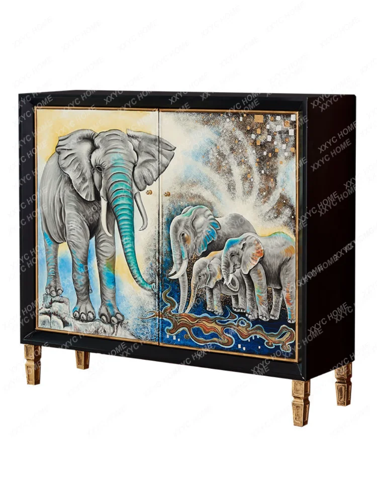 

Modern Light Luxury Painted Lucky Elephant Entrance Door Feng Shui Home Large Capacity Complete Hallway Cabinet Shoe Cabinet