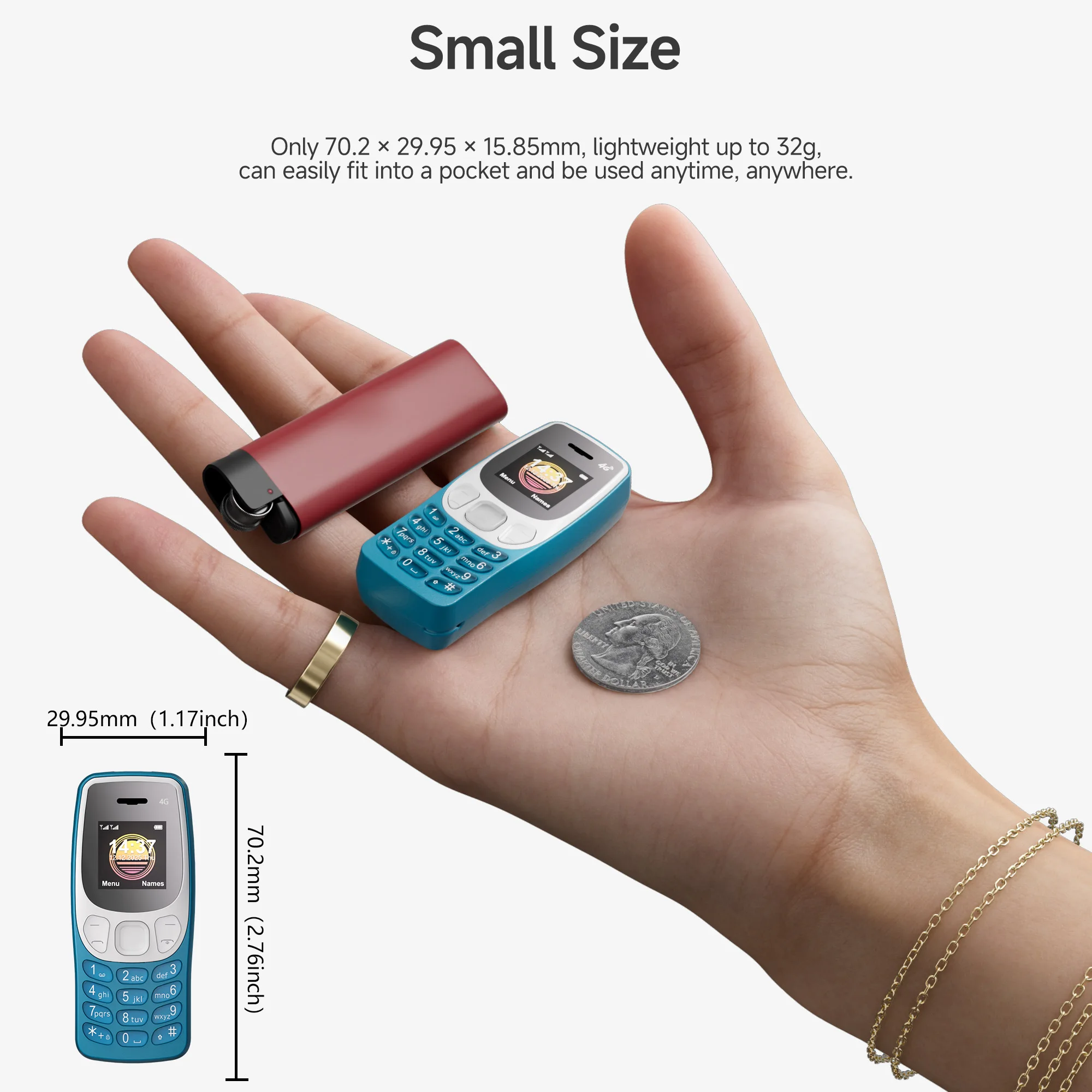 SERVO BM80 LTE 4G Mini Mobile Phone Dual SIM Standby Speed Dial Blacklist Call Recording 0.85" Screen Super Small Phones Back-up