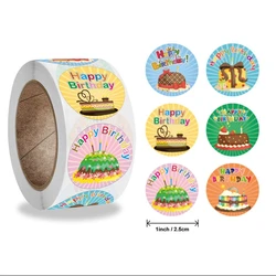 500pcs happy birthday stickers Thank you label cute cat coffee cup pattern Party Decoration sticker celebrate Gift seal shop kid