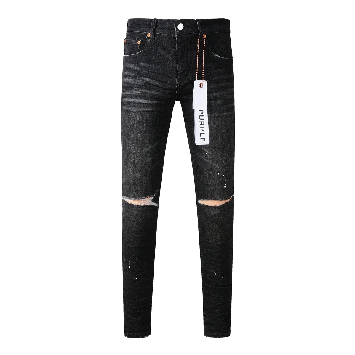 

Purple New Arrival Men's Distressed Black Streetwea Stretch Skinny Destroyed Slim Fit Jeans Pants Men Streetwear