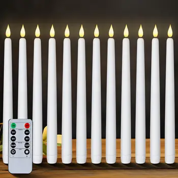 Bougies coniques scintillantes sans flamme, avec/sans télécommande, minuterie, variateur, chandeliers à piles pour noël et mariage 1