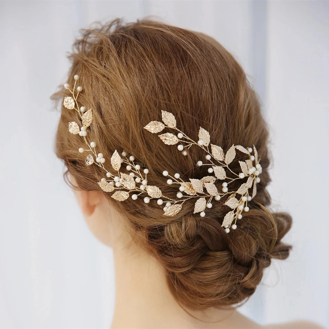 Flower Leaf Crystal Pearl Headband Hairband Tiara For Women Bridal Wedding Hair Accessories Vine Jewelry Band Headband Gift jewelry accessories hair accessory hair headdress bridal headwear hair band crown