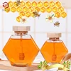 Kitchen 100ML/220ML/380ML Hexagonal Glass Honey Bottle With Wooden Honey Pot Stirring Rod Sealing Clear Jam Jar Home Storage 1