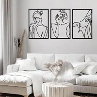 Nordic Abstract Female Line Iron Wall Hanging Decor Ornament Sexy Woman Silhouette Metal Pendant Art Living Room Home Decor 2