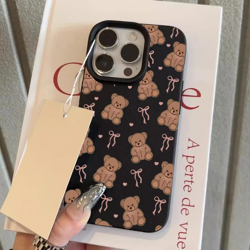 Adorable Bow Bear Pattern Soft Phone Case - Enhanced Protection Cover