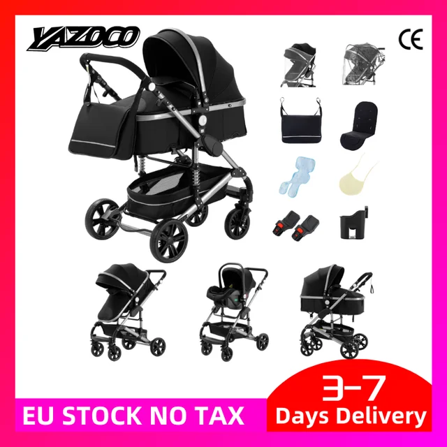 Poussette multifonctionnelle 3 en 1, système de voyage combiné, poussette compacte pour nouveau-nés 1