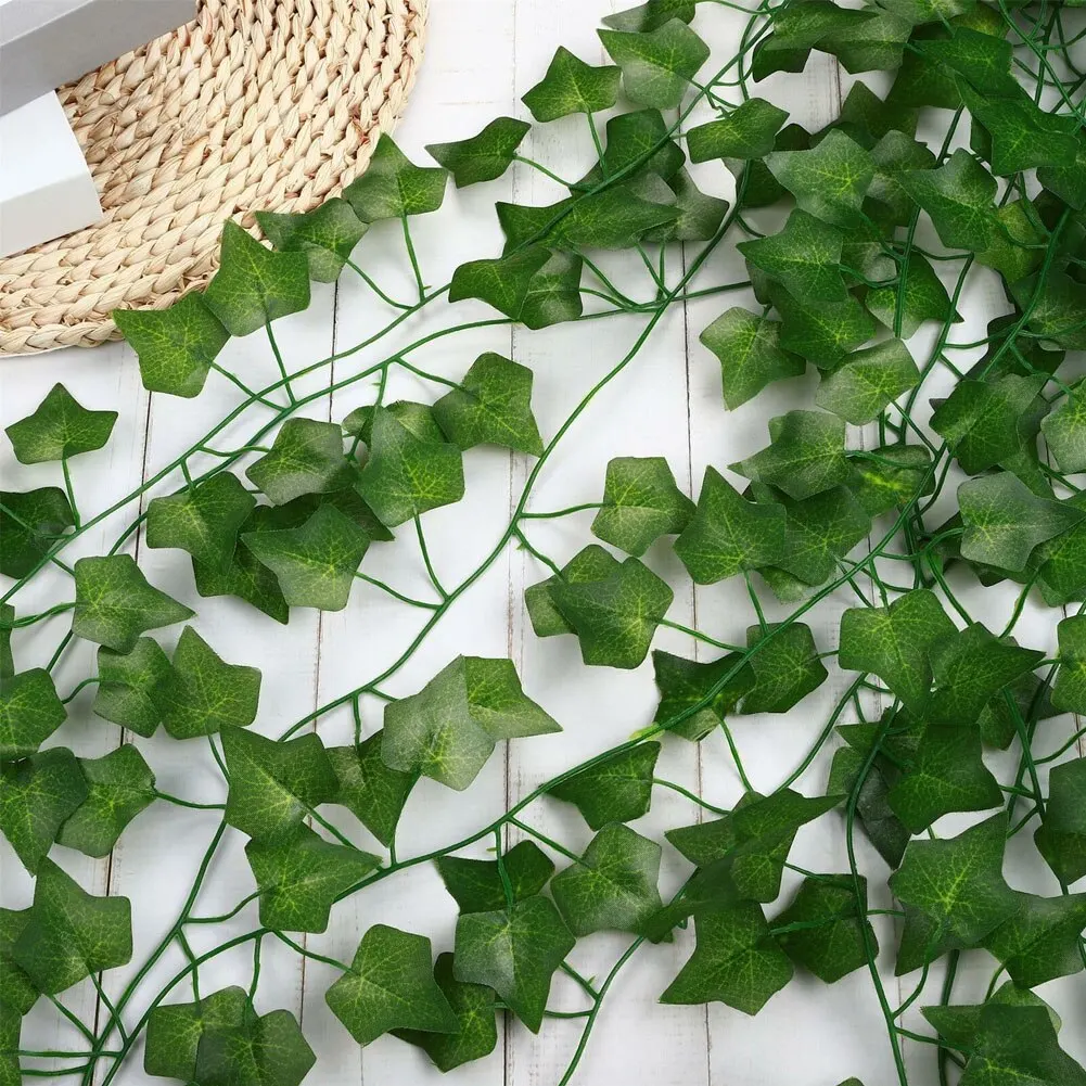 Artificial Plants 6pcs Artificial Hanging Plant Fake Vine Ivy Leaf Greenery Garland Garden Fence Exterior Decor