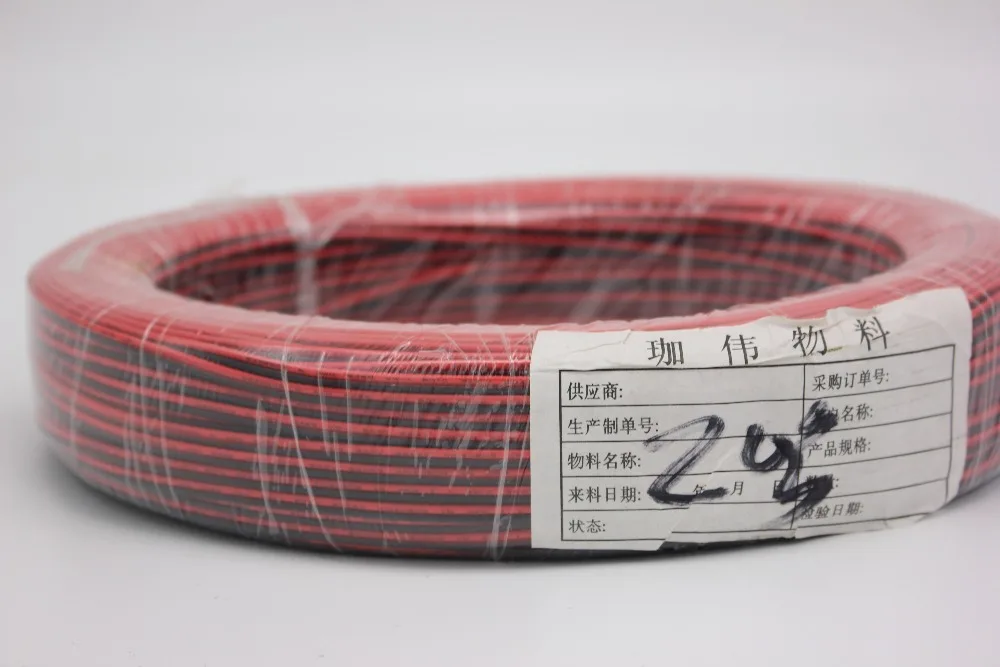

50m/lot, 2pin Red Black cable, Tinned copper 20AWG, PVC insulated wire, Electronic cable, LED cable, Free Shipping