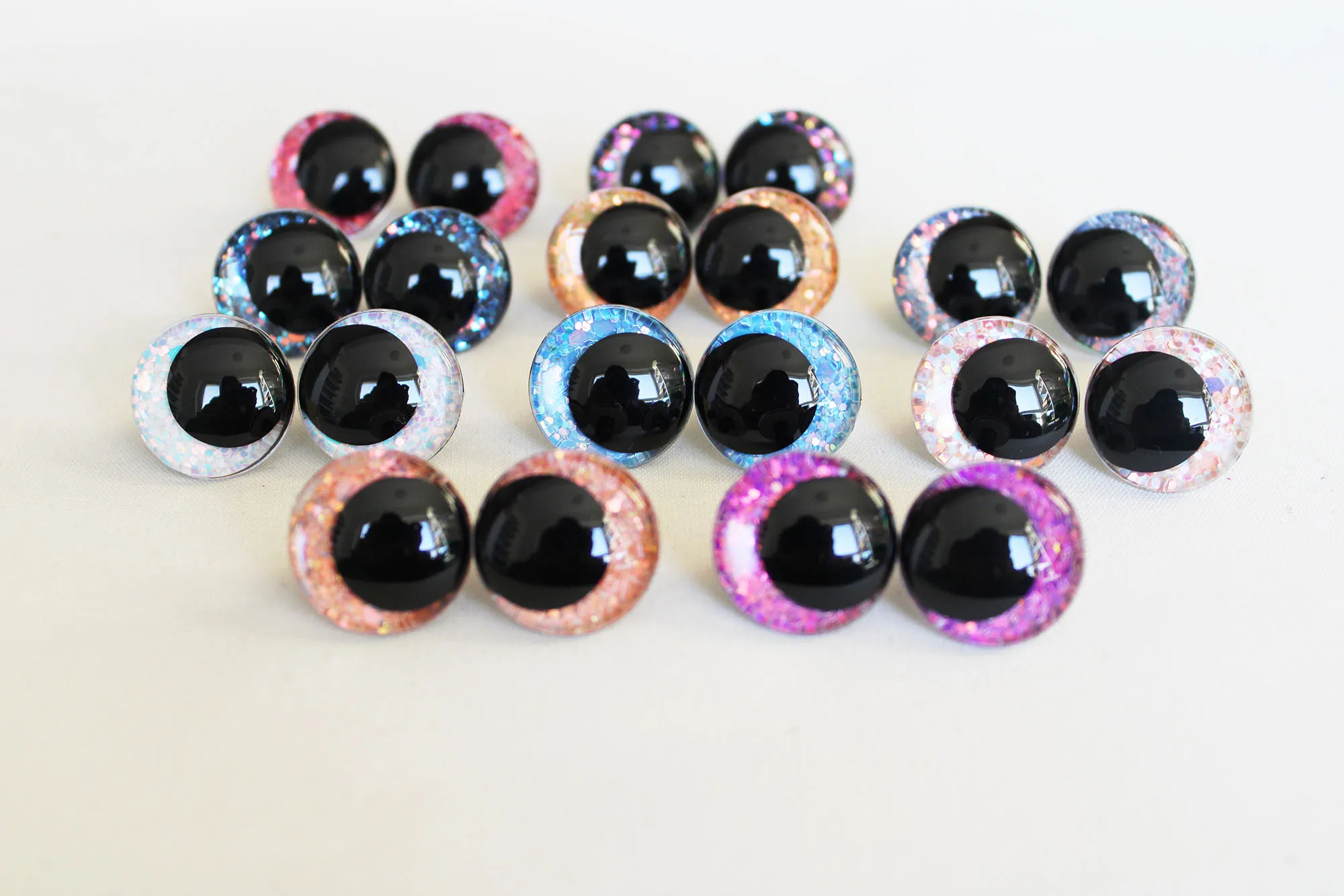 

10pcs 12mm 14mm 16mm 18mm 20mm 23mm 28mm Round Cartoon glitter toy safety eyes doll pupil eyes with washer ---T10