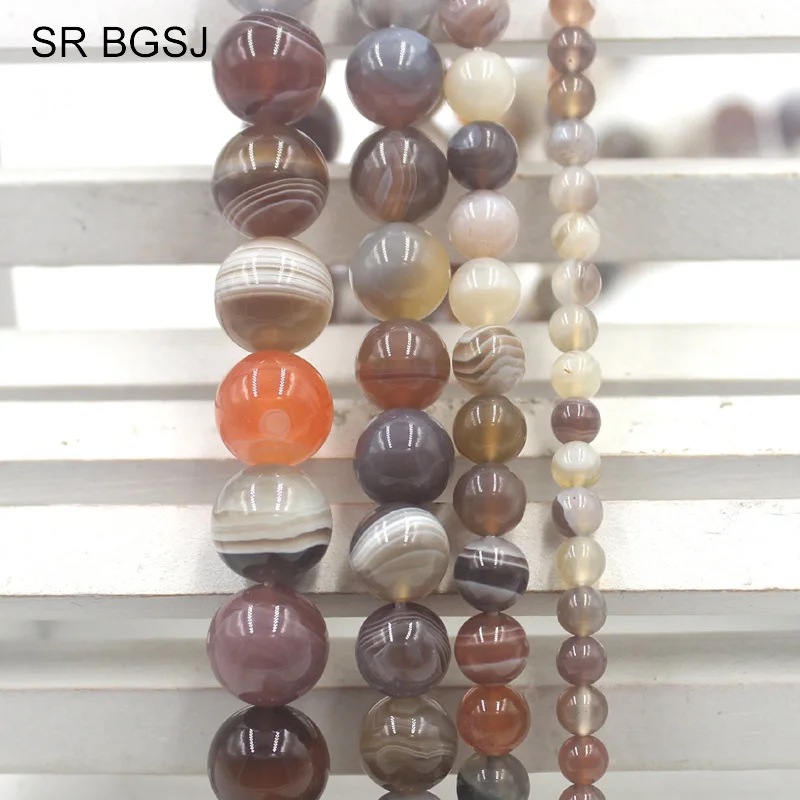 

4mm 6mm 8mm 10mm Round Beads Botswana Agat Onyx Jewelry Making Loose Beads Strand 15"