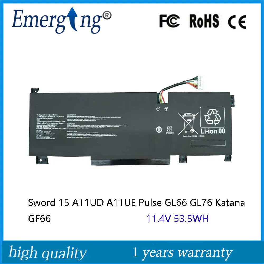 11.4V 53.5Wh Bty-M492 Nuova Batteria Per Laptop Per Spada Msi 15 A11Ud A11Ue Pulse Gl66 Gl76 Katana Gf66