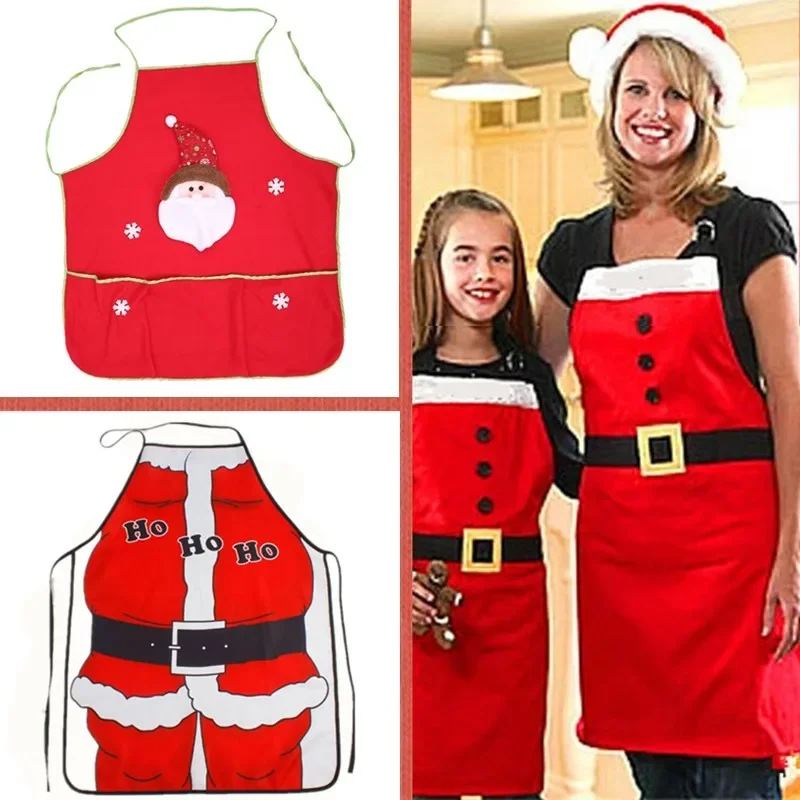 Christmas Aprons for Home Kitchen Dinning Accessories Adults Women Christmas Dinner Party Supplies Santa Clause New Year Decor