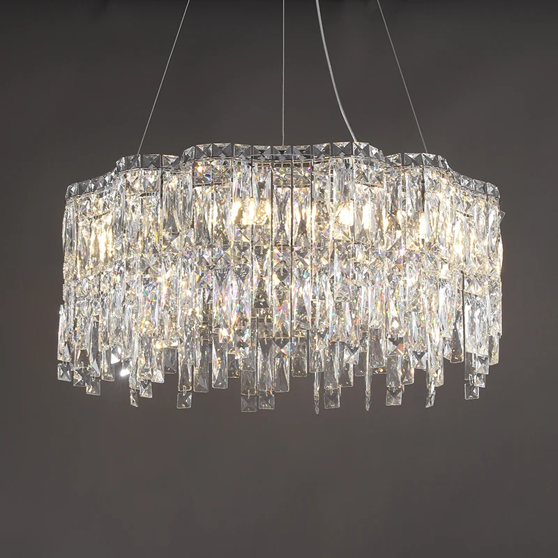 

Modern Stainless Steel Crystal Chandelier Indoor Decorative Household Living Room Bedroom Dining Room Pendant Light
