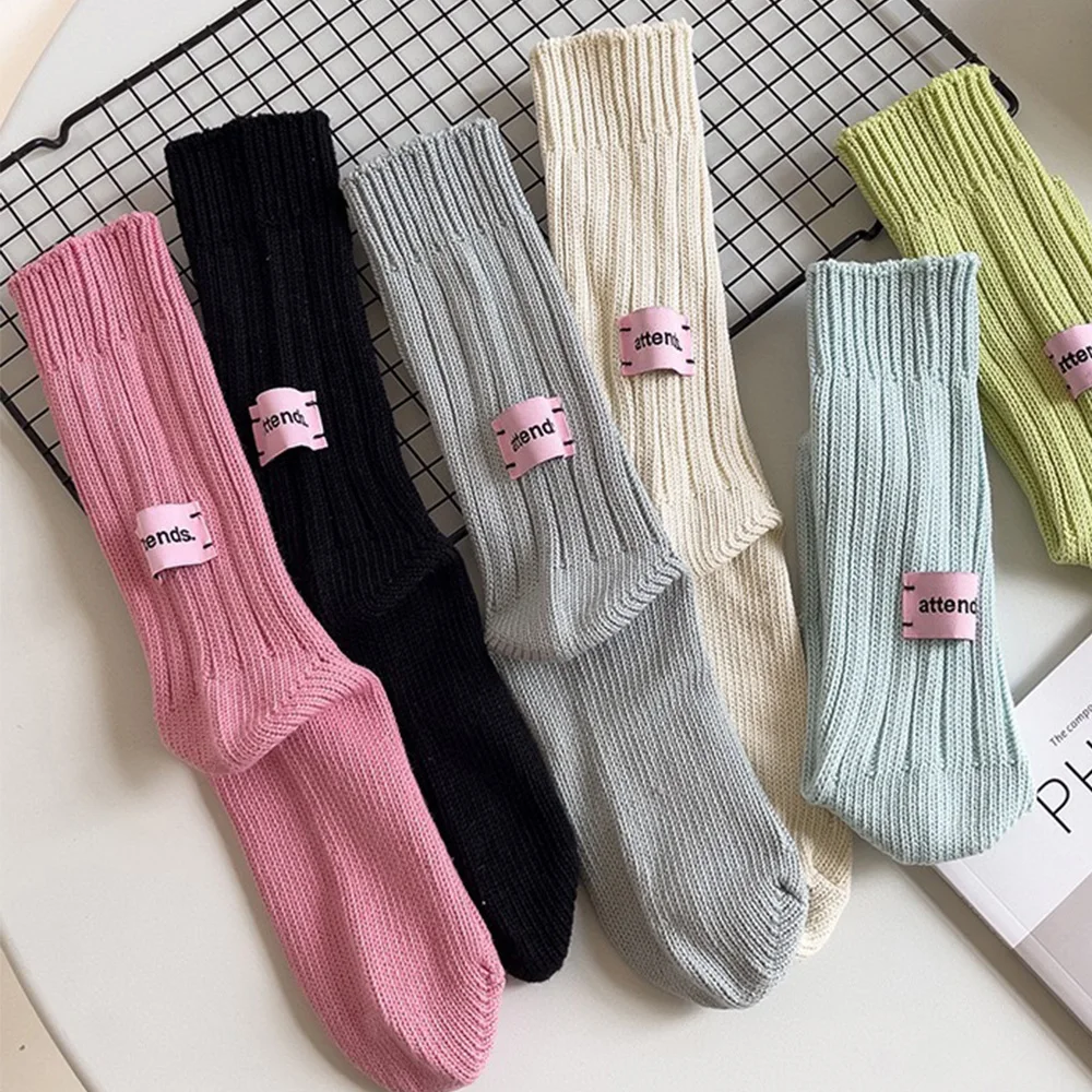 

Colors Knitted Wool Socks Women Korean Y2K Thicken Stacking Loose Sock Spring Warm Casual Cotton Long Tube Sox Female Stockings